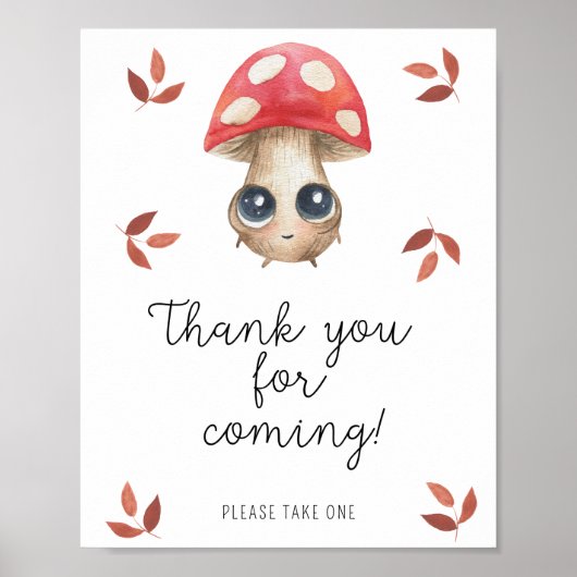Poster Cute mouche agaric champignon - Merci pour venir (Devant)