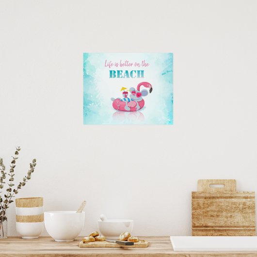 Poster Cute Mouse Plage élégante (Cuisine)