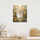 Poster Cute Munchkin Chat Et Fleurs De Tasse À Beurre (Cuisine)