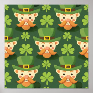Poster Cute Mustache Leprechaun