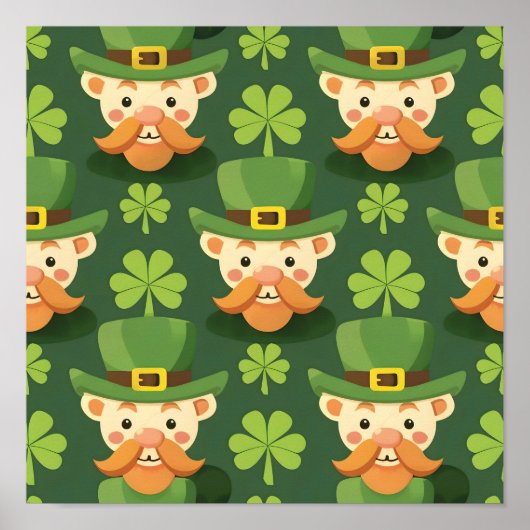 Poster Cute Mustache Leprechaun (Devant)