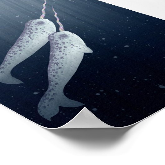 Poster Cute Narwhals Nager Ensemble Sous L'Eau (Coin)
