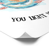 Poster Cute Nautique Bleu Baleine Nautique Nourriture / S (Coin)