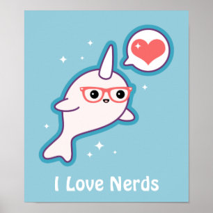 Poster Cute Nerd Narwhal