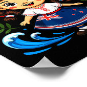 Poster Cute New Zealand Girl With Fern And Waves Dor Kids (Coin)