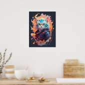 Poster Cute Ninja Cat Warrior Design (Cuisine)