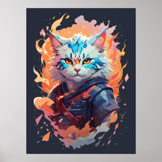 Poster Cute Ninja Cat Warrior Design (Devant)