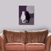 Poster Cute Noir & Blanc Chat Paire Violet Bleu Nuit
