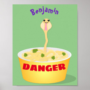 Poster Cute noodles snake cartoon illustration humor