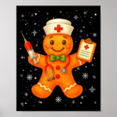 Poster Cute Nurse Gingerbread Pjs Christmas Xmas Nurse Rn (Devant)