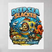 Poster Cute Ocean Adventure Humor, Funny Sloth Diving art (Devant)