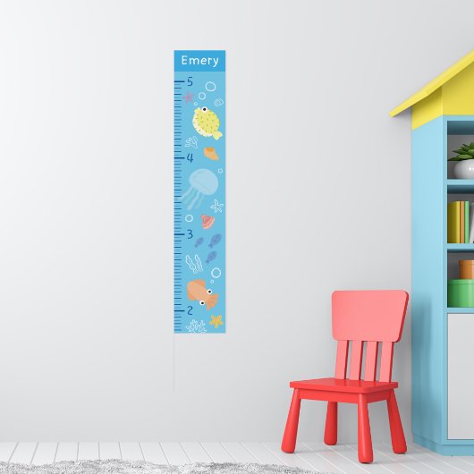 Poster Cute Ocean Animals Growth Chart (Pépinière 1)