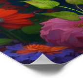 Poster Cute Orange Chat en Fleurs (Coin)