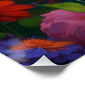 Poster Cute Orange Chat en Fleurs (Coin)