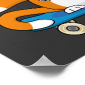 Poster Cute Orange Chat sur Skateboard Cartoon (Coin)