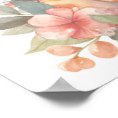 Poster Cute orange Tabby Kitty avec Fleurs Aquarelle (Coin)