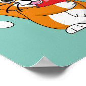 Poster Cute Orange White Cat Eating Red Apple Cartoon (Coin)