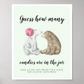Poster Cute ours Devinez combien de Baby shower jeu (Devant)