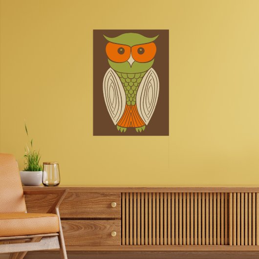 Poster Cute Owl Graphic Retro Brown (Salon 2)