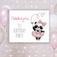 Cute Panda Bear Girl's 1st Birthday