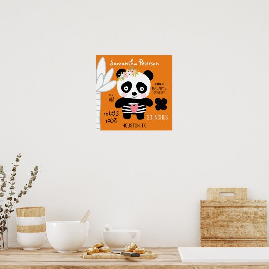 Poster Cute Panda Faire-part de naissance (Cuisine)