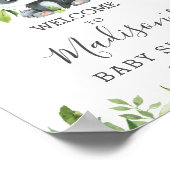 Poster Cute Panda Rose Flore Vert Bambou Bienvenue (Coin)