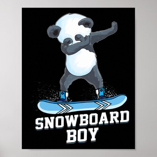Poster Cute Panda Snowboard Ski Dabbing Panda Snowb (Devant)
