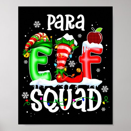 Poster Cute Para Elf Squad Funny Christmas Elf Kids Teach (Devant)