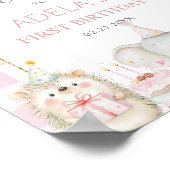 Poster Cute Party Animals Fun To Be One 1st Birthday Pink (Coin)