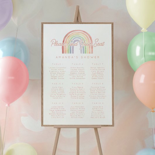 Poster Cute Pastel Aquarelle Rainbow Douche Siège