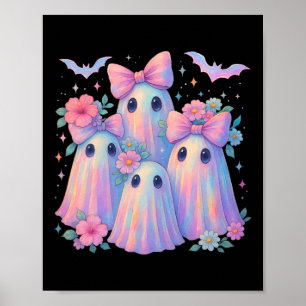 Poster Cute Pastel Ghost Boo Crew Floral Correspondant Ha