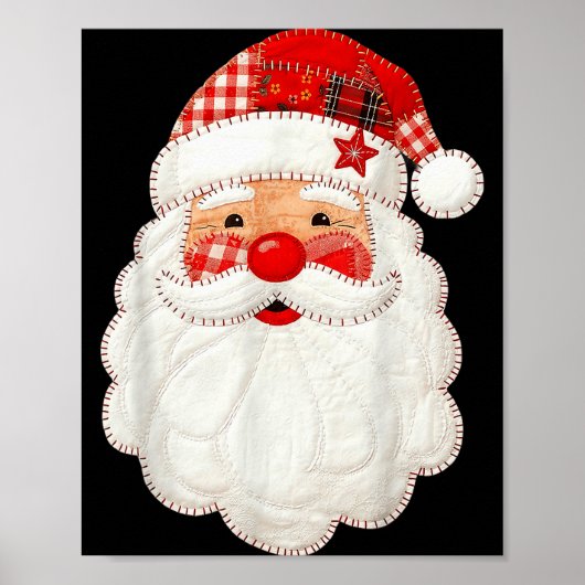 Poster Cute Patchwork Santa Claus Christmas Xmas Men Wome (Devant)