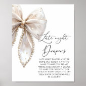 Poster Cute Pearl Bow Late Night Diapers Baby shower Jeu (Devant)