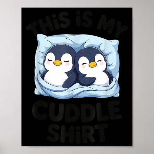 Poster Cute Penguin Cuddle Cozy Sleep Matching Couple  (Devant)