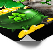 Poster Cute Perse Chat Shamrock Irlandais Saint Patrick D (Coin)
