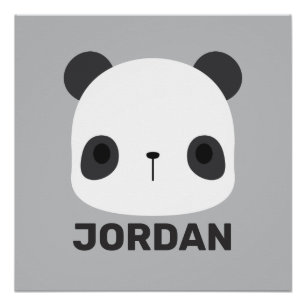 Poster Cute petit ours Panda avec nom personnalisé