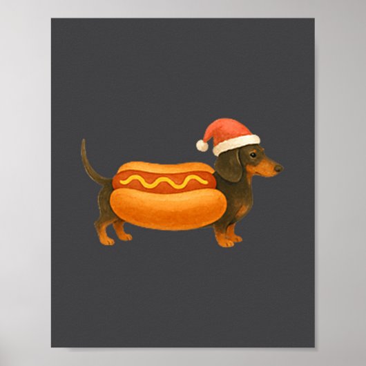 Poster Cute Petite Christmas Funny Hot Dog Dachshund Prem (Devant)