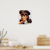Poster Cute Pilote Militaire Pin-up (Cuisine)