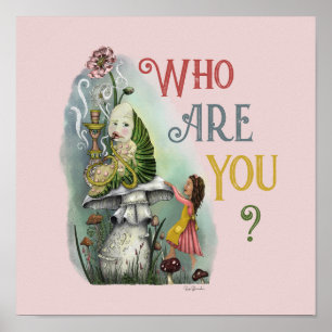 Poster Cute Pink Caterpillar à Alice au Pays des merveill