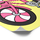 Poster Cute pink kids bicycle cartoon illustration (Coin)