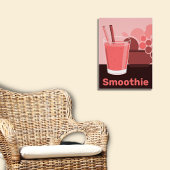 Poster Cute Pink Smoothie Glass & Fruits