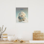 Poster Cute Polar Bear Ski Casquette et Scarf Nursery Art (Cuisine)
