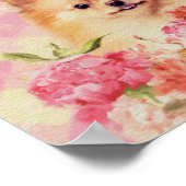 Poster Cute Poméranian German Spitz with Flowers (Coin)