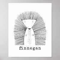 Cute Porcupine Ligne Simple Dessin Personnalisé