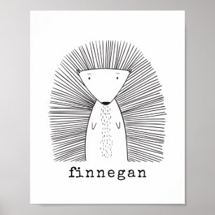 Poster Cute Porcupine Ligne Simple Dessin Personnalisé