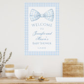 Poster Cute preppy bleu en vichy arc cravate bébé garçon  (Cuisine)