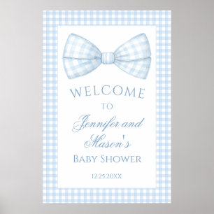 Poster Cute preppy bleu en vichy arc cravate bébé garçon