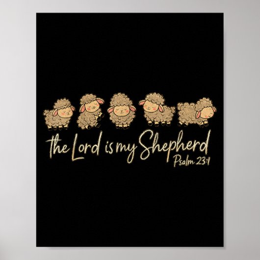 Poster Cute Psalm 23_1 Sheep The Lord Is My Shepherd  (Devant)
