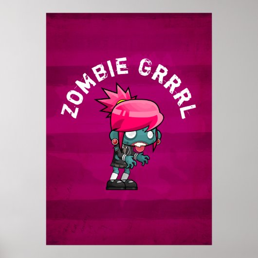 Poster Cute Punk Rock Zombie Grrrl (Devant)