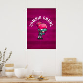Poster Cute Punk Rock Zombie Grrrl (Cuisine)